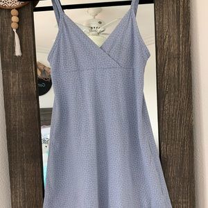 light blue floral v neck dress
